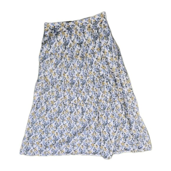 En Saison Maeve Floral Tiered  Blue Yellow Print Midi Maxi Skirt - Picture 6 of 7